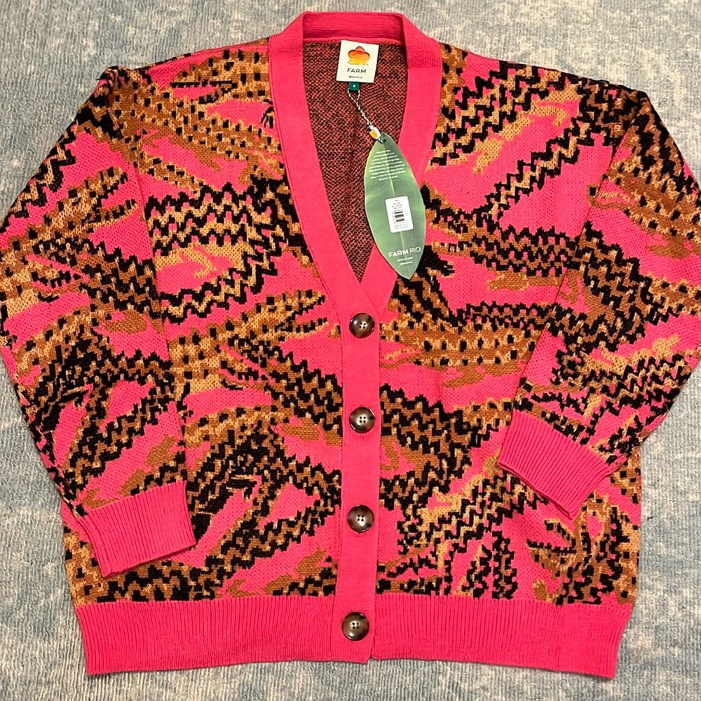 NWT Farm Rio croc pink cardigan
